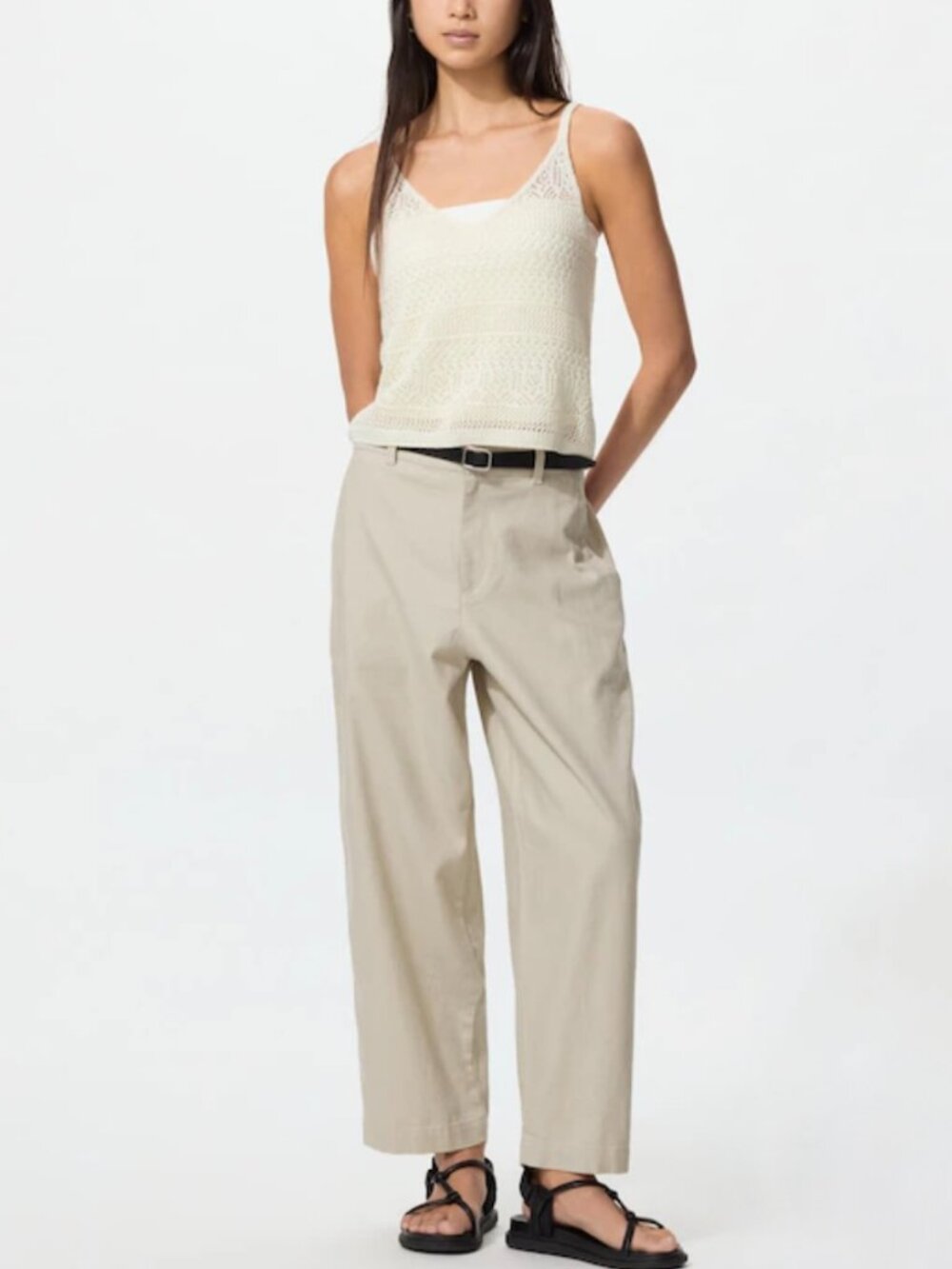 Uniqlo Pink Cropped Wide-Leg Pants - Picture 2 of 10